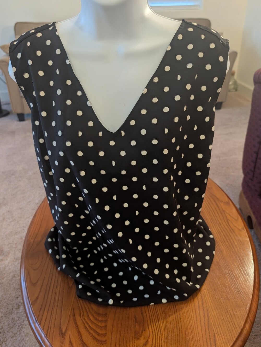 Lane Bryant Black and White Polka Dot V-Neck Sleeveless Top - Size 20